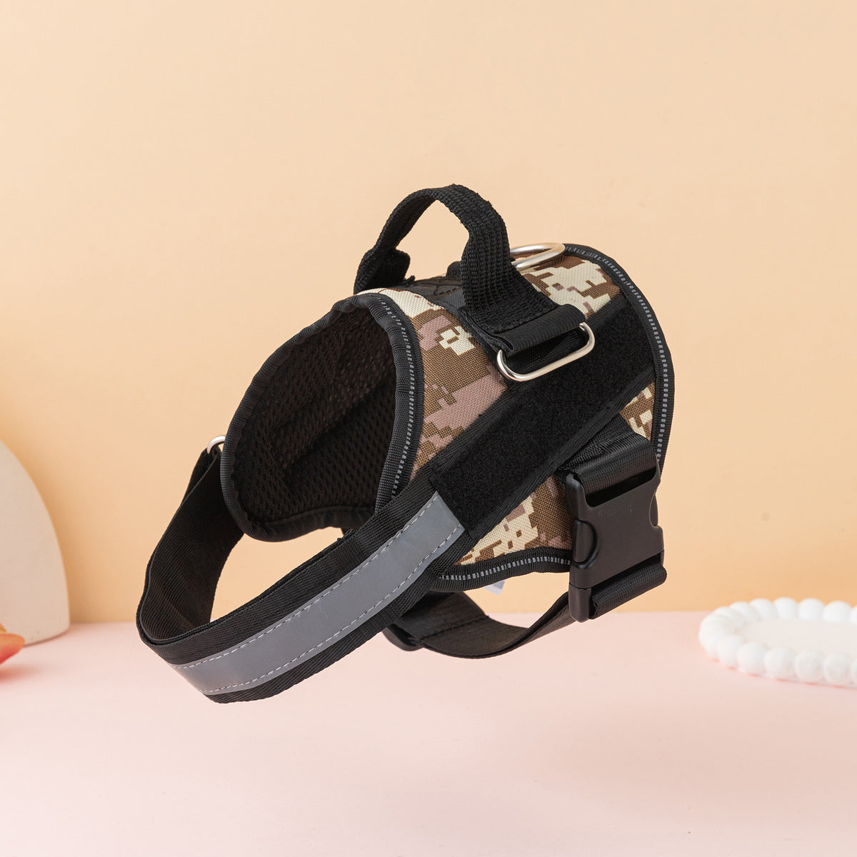 Reflective escape resistant dog harness in black, view 69