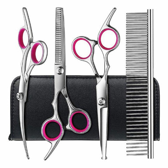 Stainless steel pet grooming scissors set with comb, photo 2 of 30