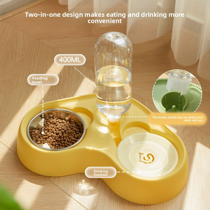Two-in-One Cat Food and Water Bowl with Optional Stainless Steel Insert