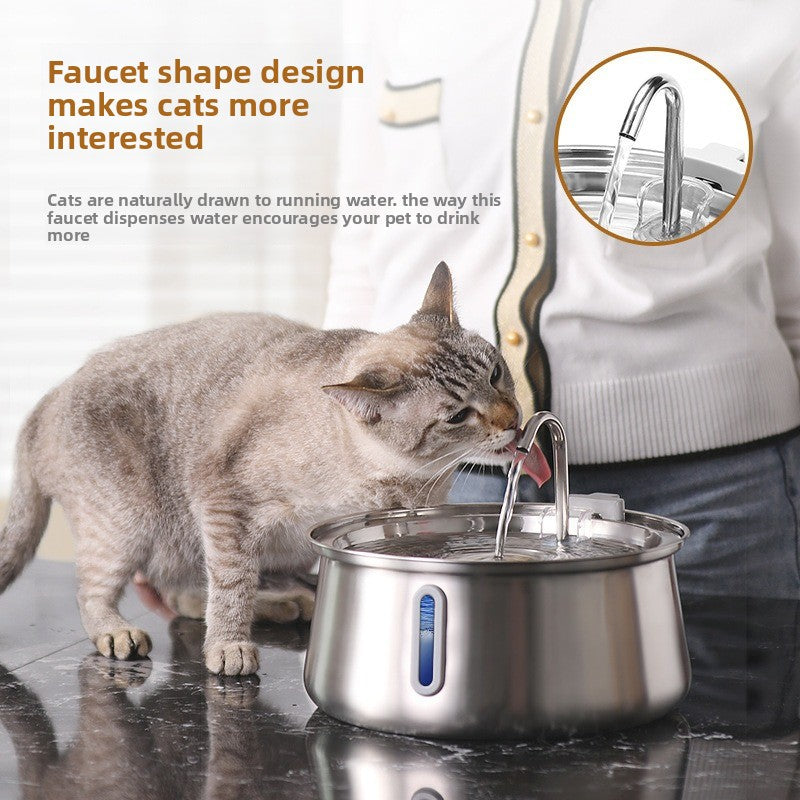 Stainless Steel 4L Pet Water Fountain with Viewing Window for Cats and Dogs