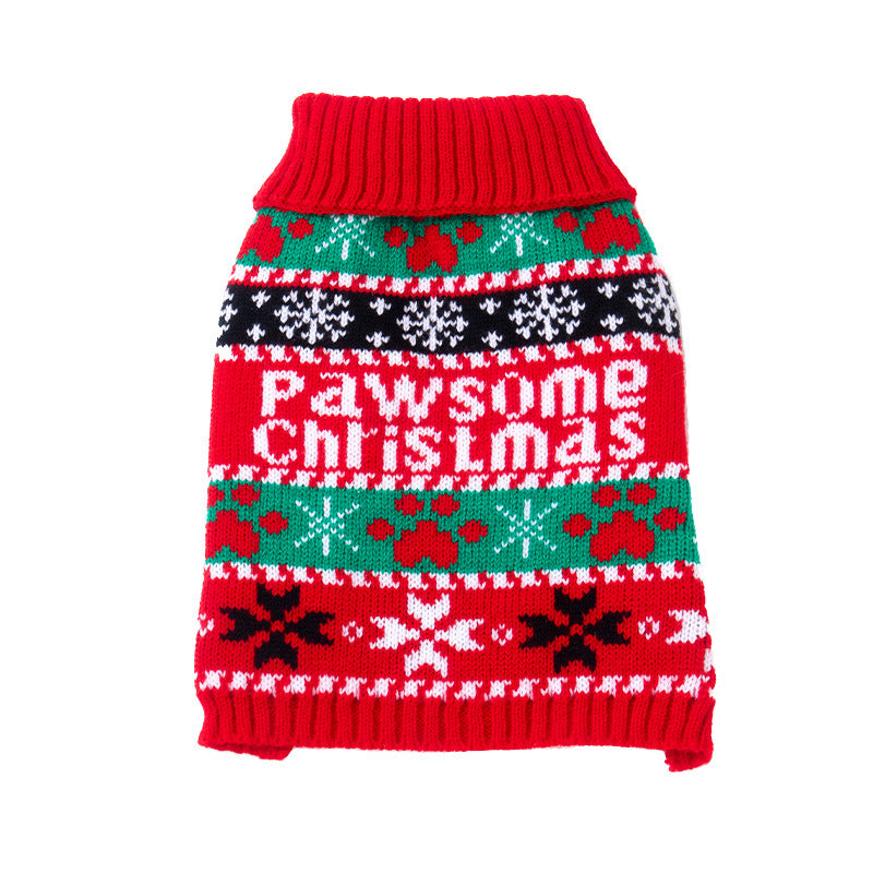 Christmas and Halloween knitted dog jumper in Halloween Pumpkin, side view