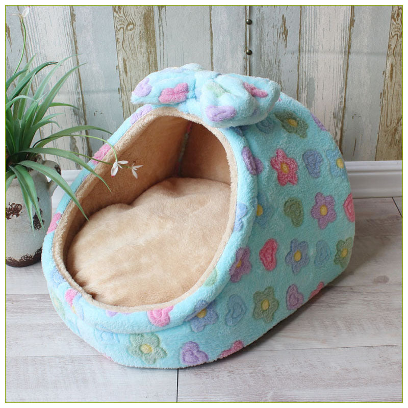 Enclosed Pet Kennel House with Soft Cushion for Dogs and Cats
