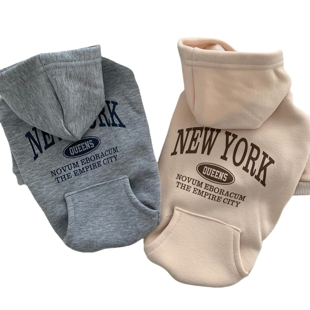 Fleece lined sweatshirt for small dogs and cats in Light Grey, front view