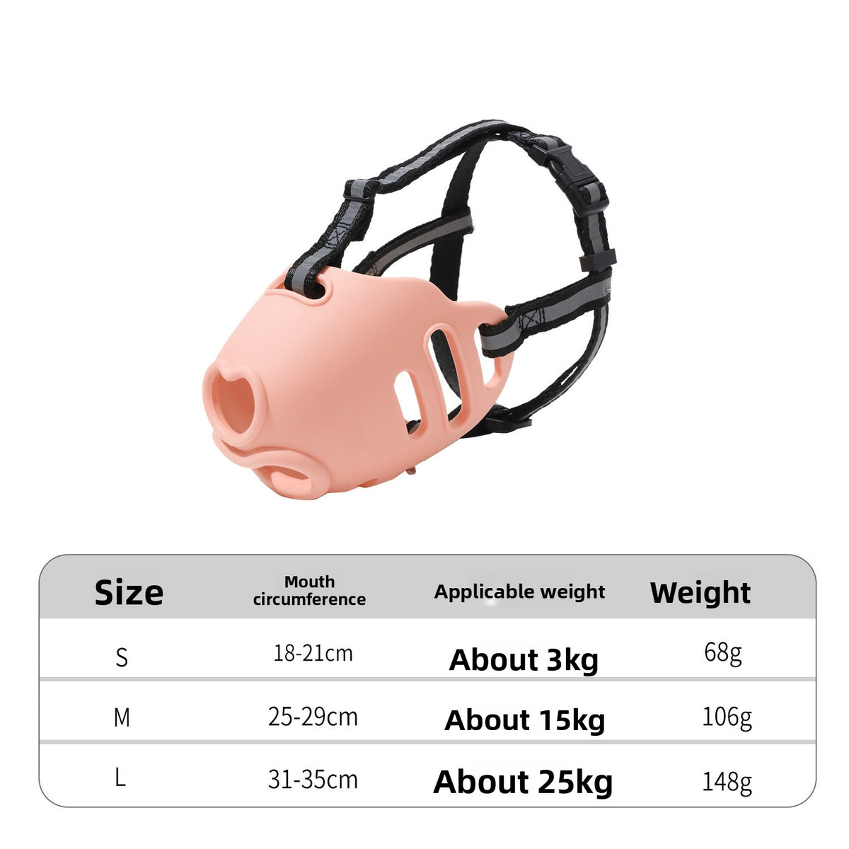 Reflective dog muzzle with heart pattern and adjustable strap, product image 14