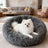 Plush round pet nest bed, shown in 6 colours and styles