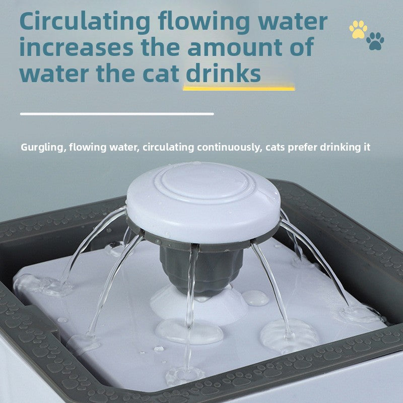 Silent Circulating Pet Water Fountain 2L with Filter Cotton and Water Level Sensor