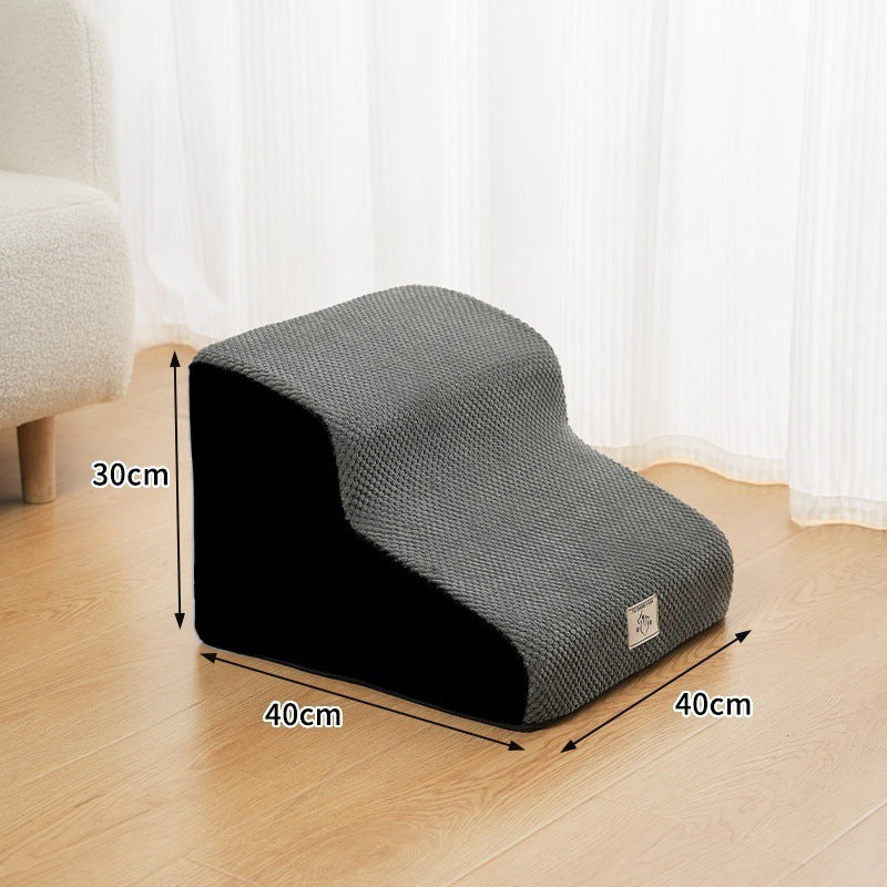 Grey foam pet stairs with non-slip washable cover, photo 10