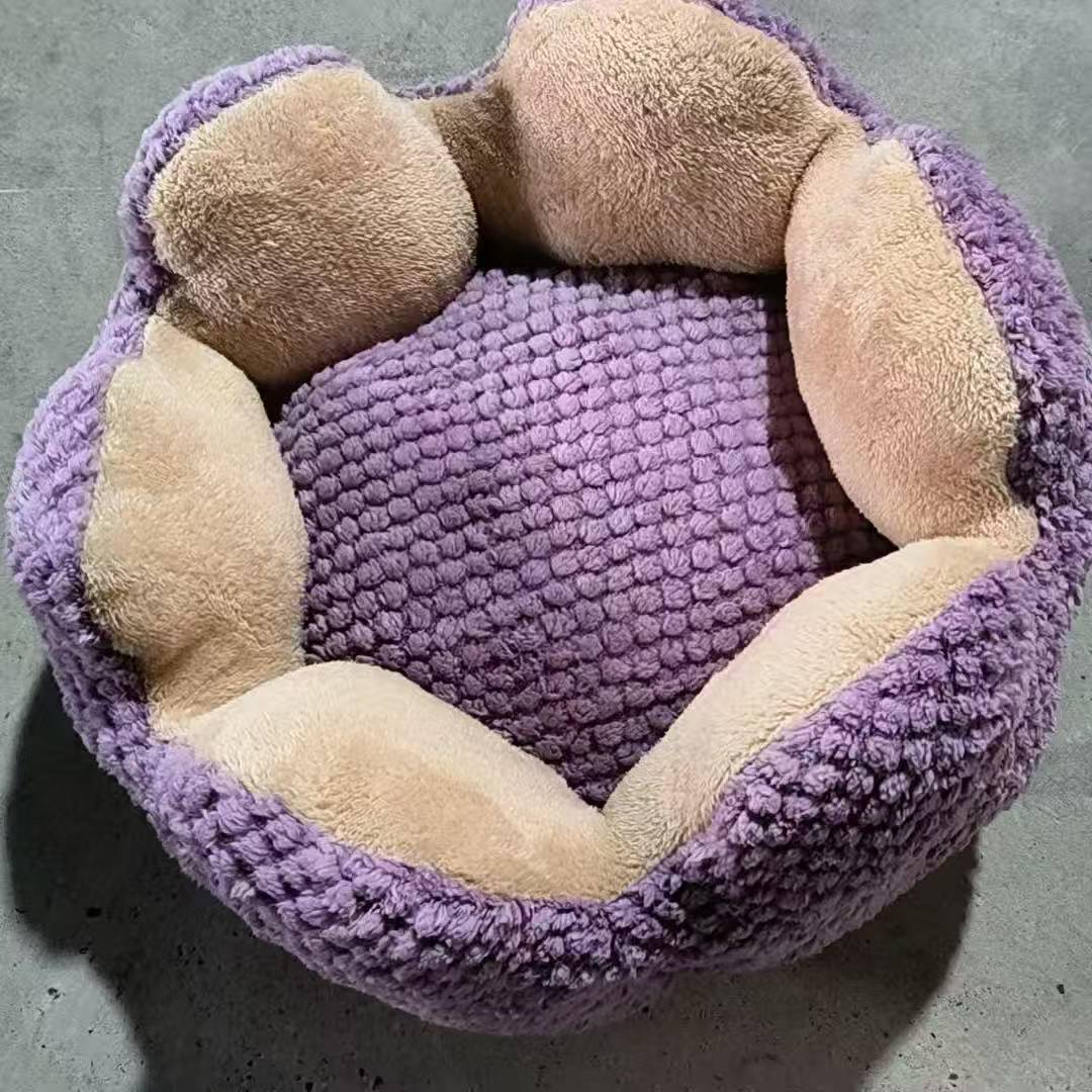 Green cactus shaped flannel cat bed, view 15