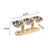 Wooden raised dog feeder with three bowls, product detail photo