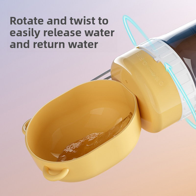 One-hand portable pet water and food cup in Ginger Yellow 350ml, side view