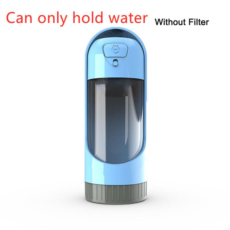 Portable Dog Water Bottle, 300ml Travel Bottle with Built-In Bowl and Filter Options