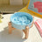 Flower-Shaped Ceramic Slow Feeder Pet Bowl with Wooden Stand for Cats and Dogs