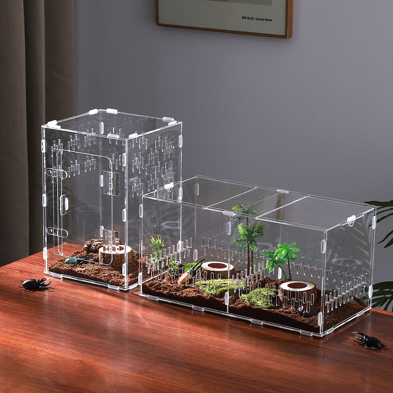 Clear acrylic reptile habitat box, main product photo
