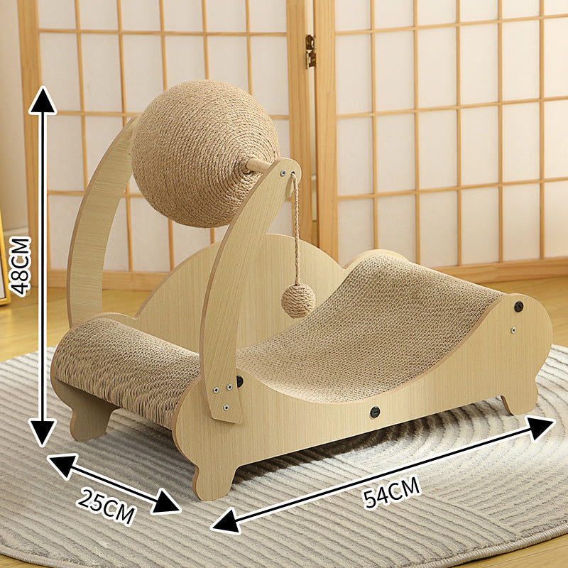 Corrugated cardboard cat scratcher rocking lounge with mat, photo 14 of 29