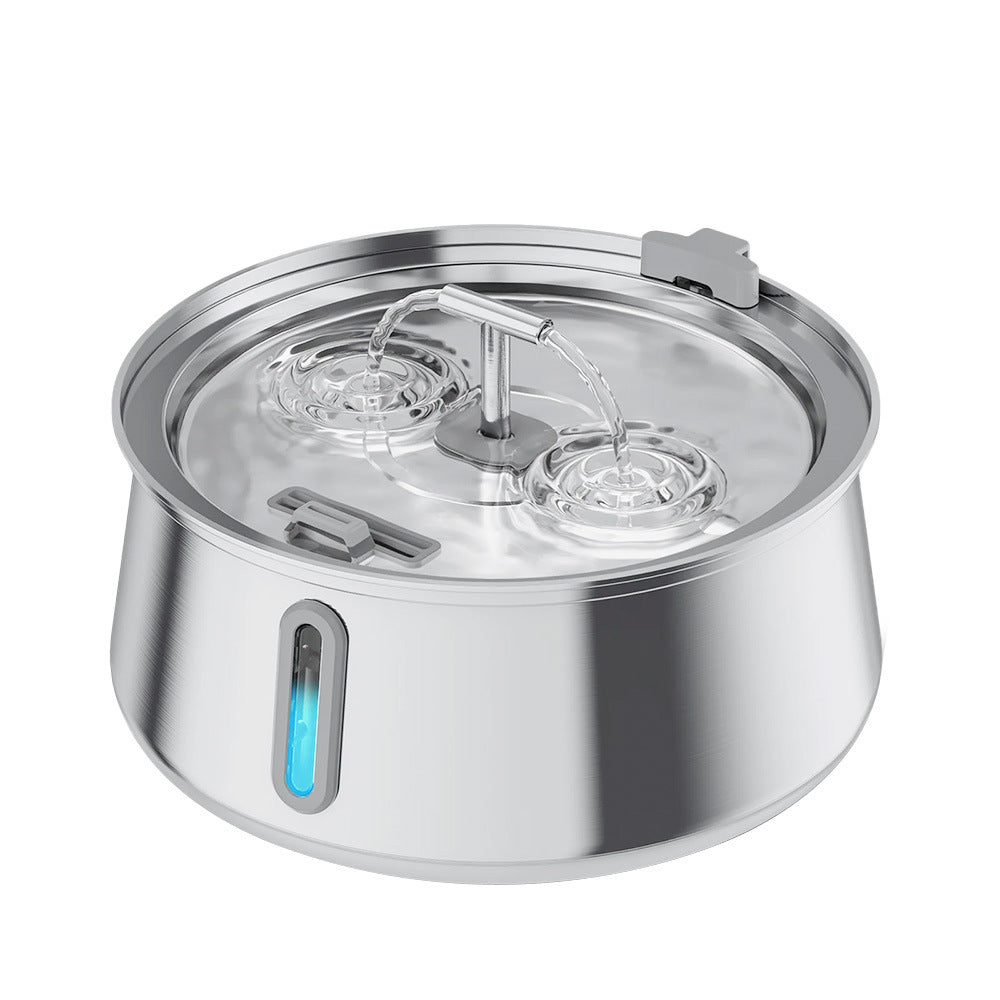 7L Stainless Steel Pet Water Dispenser with Multiple Adapters