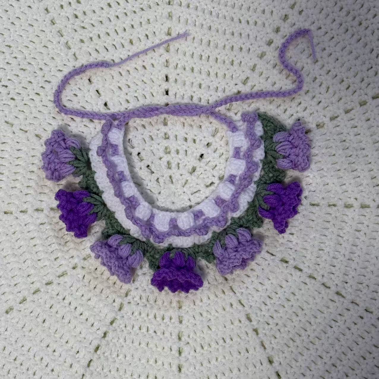 Hand knitted Christmas and floral pet scarf for dogs and cats, image 15