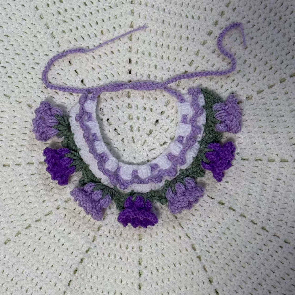 Hand knitted Christmas and floral pet scarf for dogs and cats, image 15