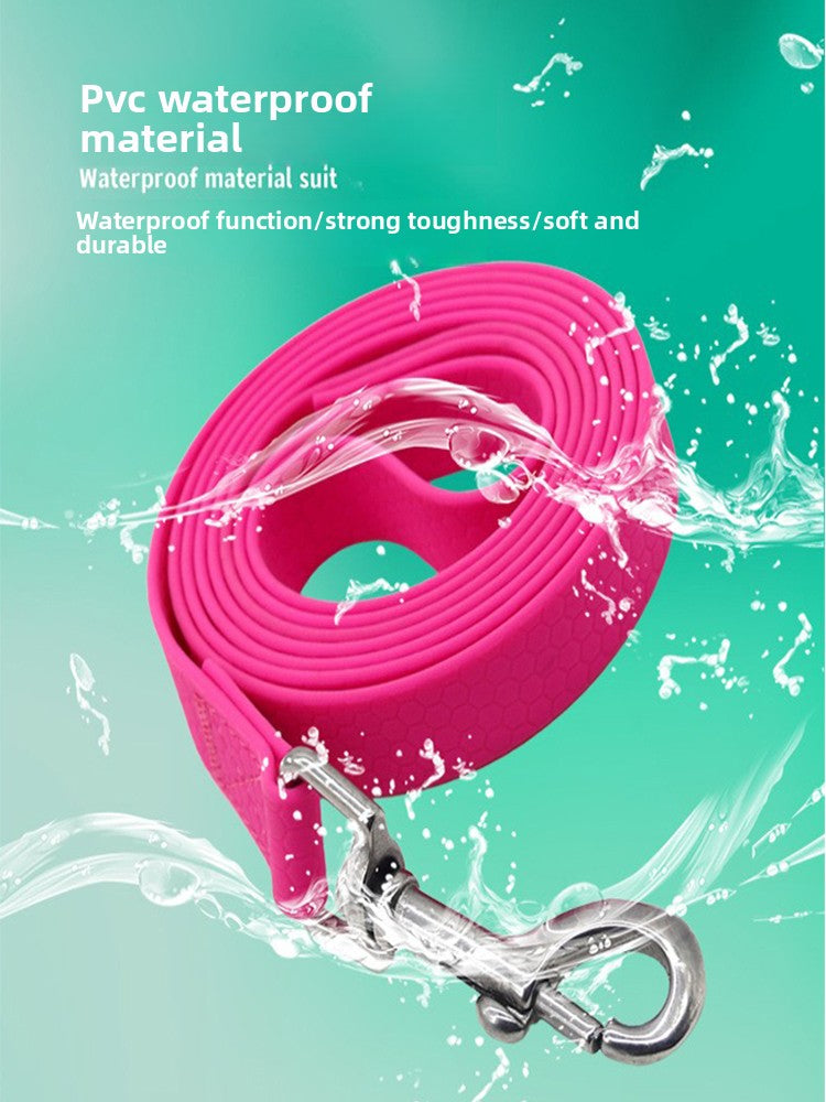 Long line dog leads with reflective stitching in bright colours
