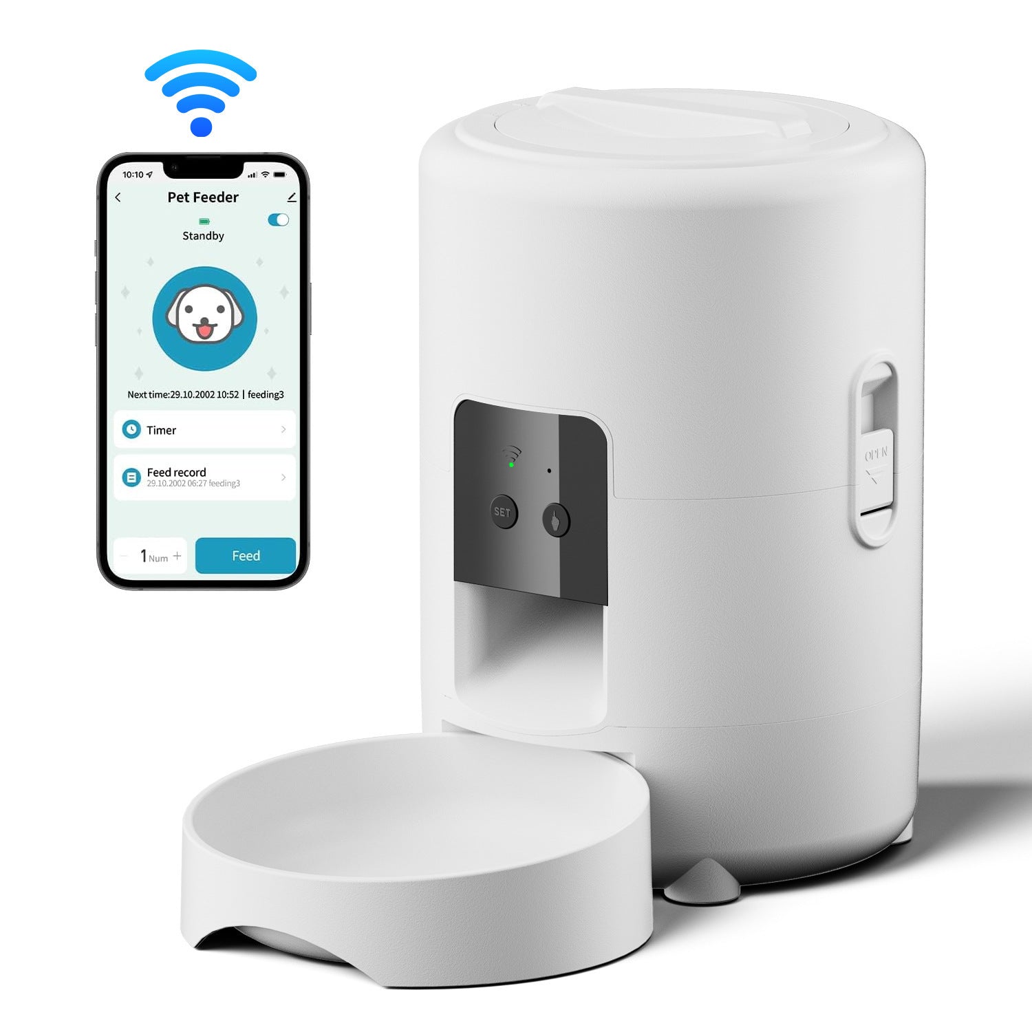 Smart WiFi Automatic Pet Feeder with Camera, 2L Capacity for Cats and Dogs