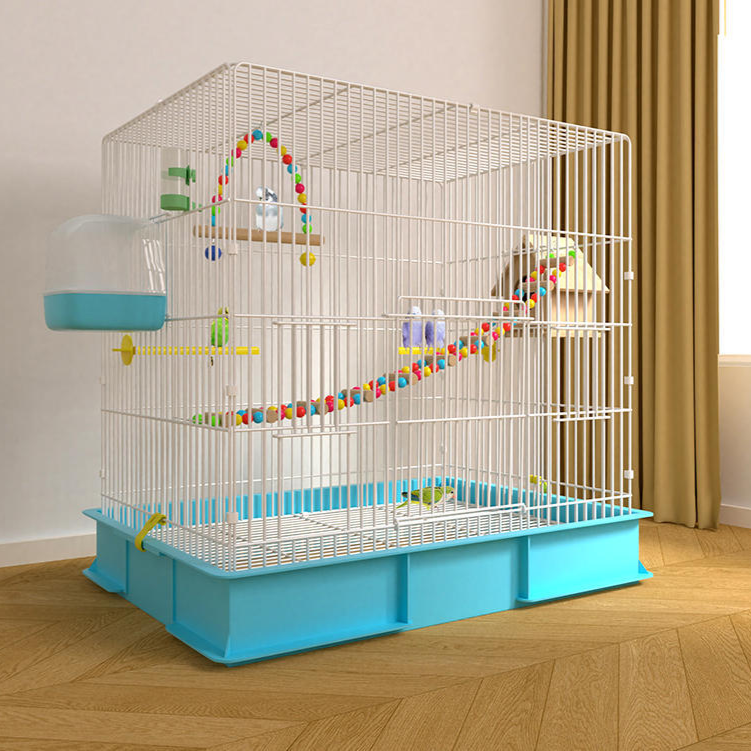 Iron bird cage for budgies and cockatiels in black or white, view 4