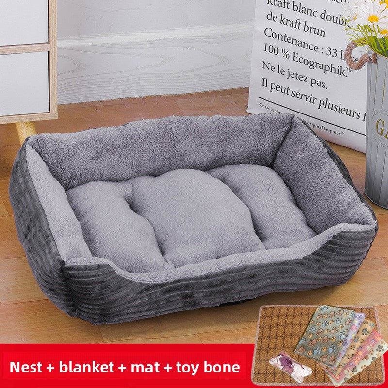 All-season pet bed with blanket and toy bone for cats and dogs, photo 21