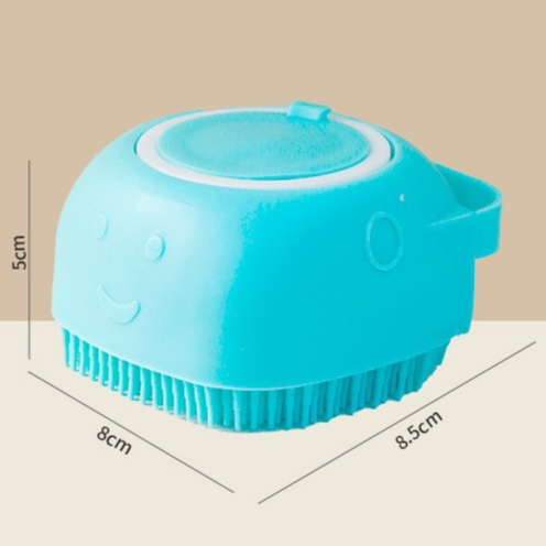 Silicone Dog Bath Brush with Shampoo Dispenser, Soft Massage Bristles