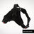 Padded cloth dog harness with Union Jack design in Blue and Black, side view
