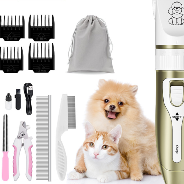 Cordless Pet Hair Clipper Kit with Thick Steel Blade and Comb