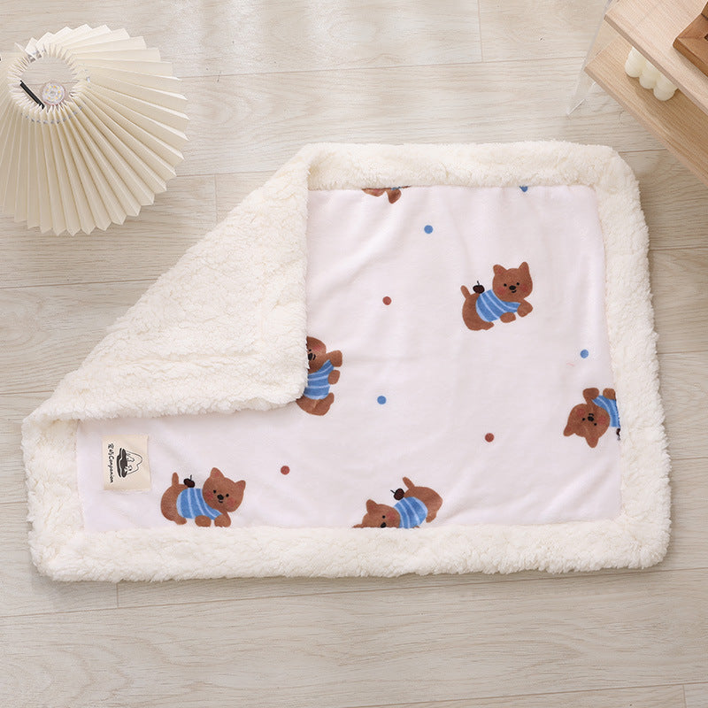 Orange check flannel blanket for dogs and cats