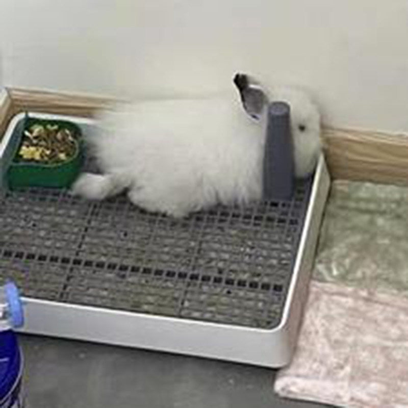 Black and white flat rabbit litter tray with grid, photo 4