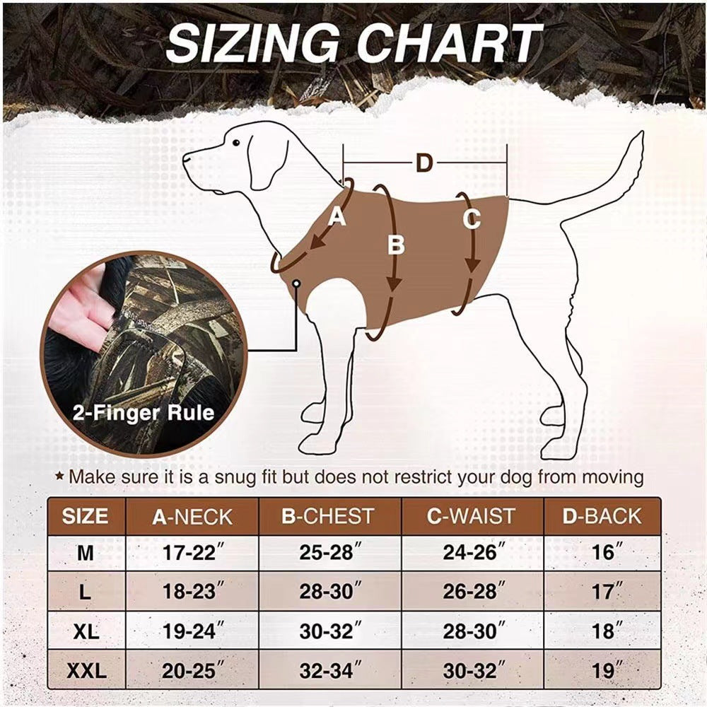 Camouflage neoprene dog vest for field and outdoor walks, view 3