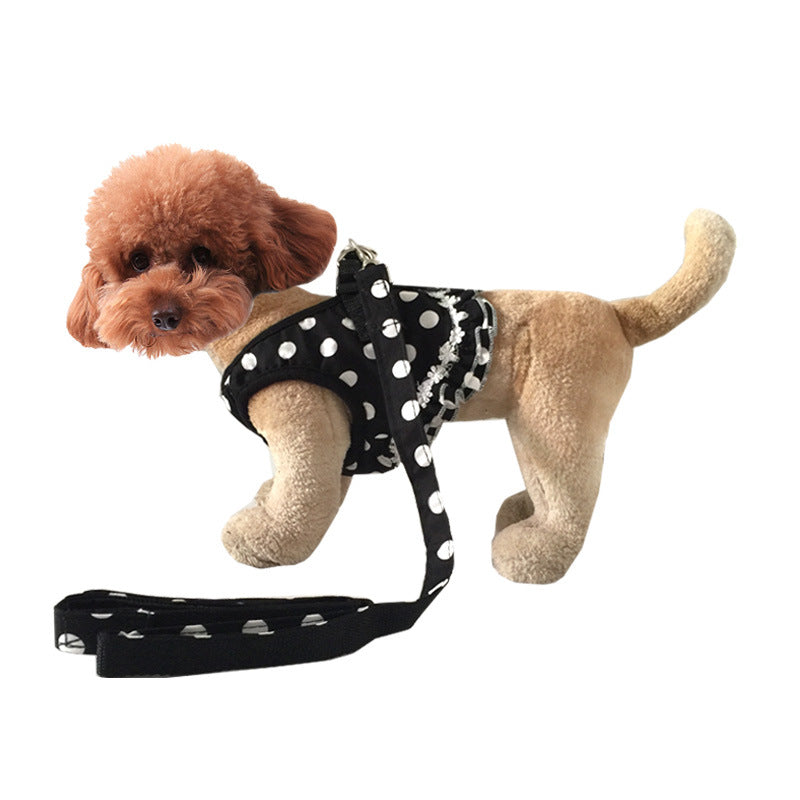 Wave dot vest harness with lead, ideal for everyday use