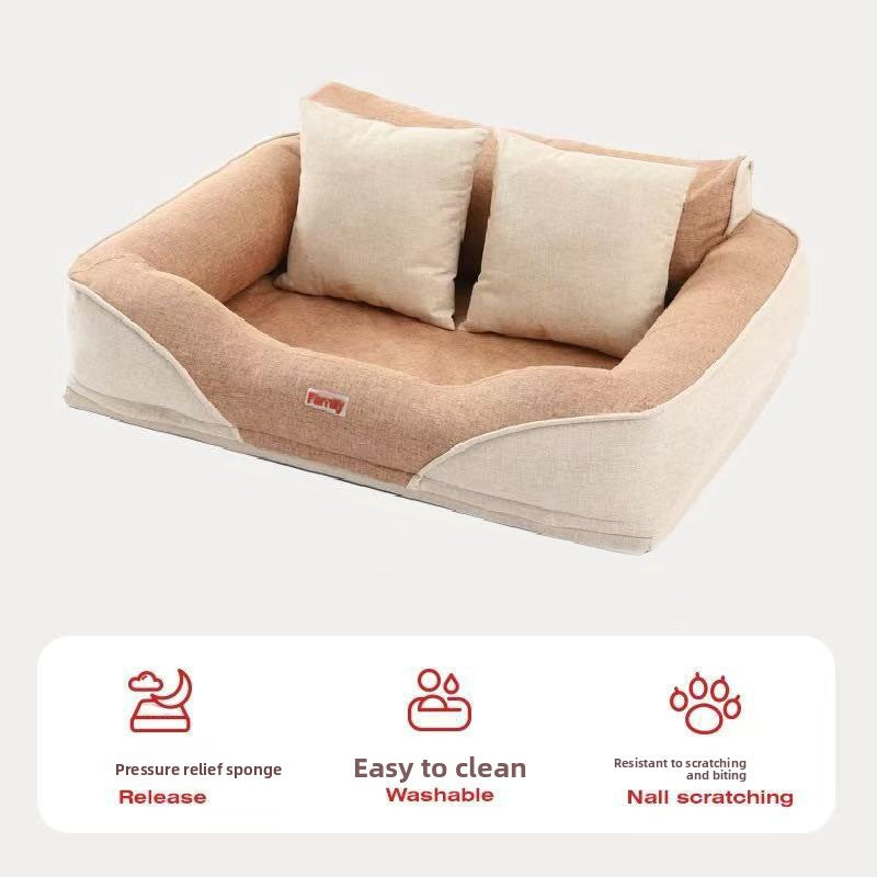 Four-season removable washable pet bed for cats in green, photo 9