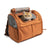 Light brown expandable pet carrier backpack with mesh panels, view 6