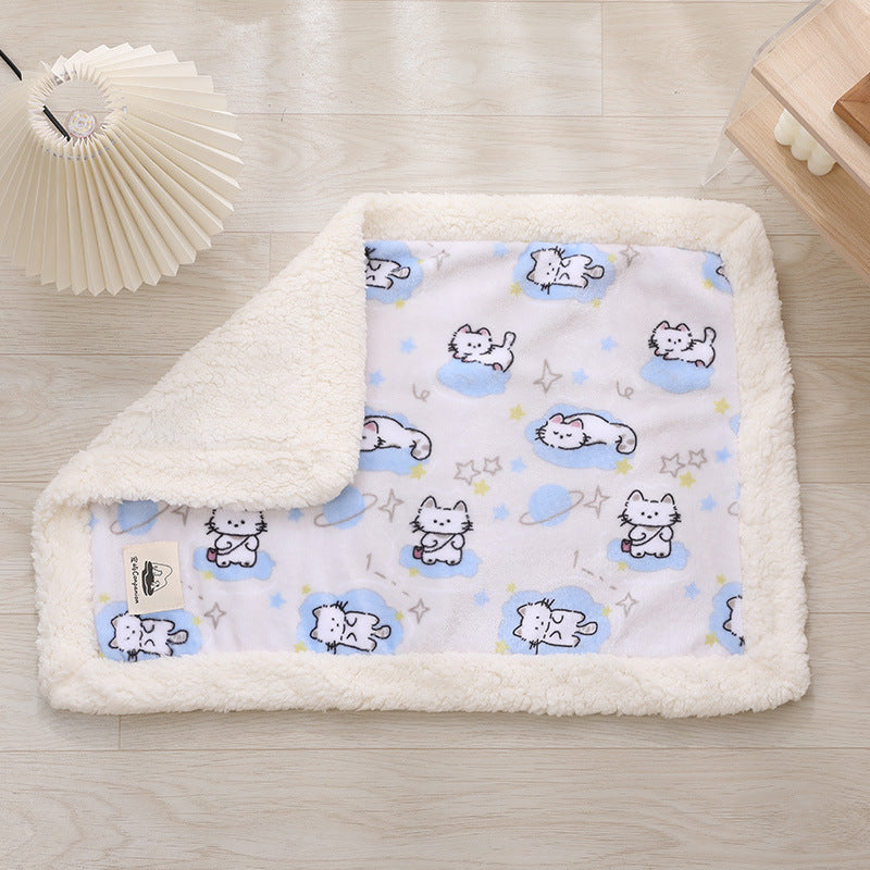 Soft flannel pet blanket with navy paw print