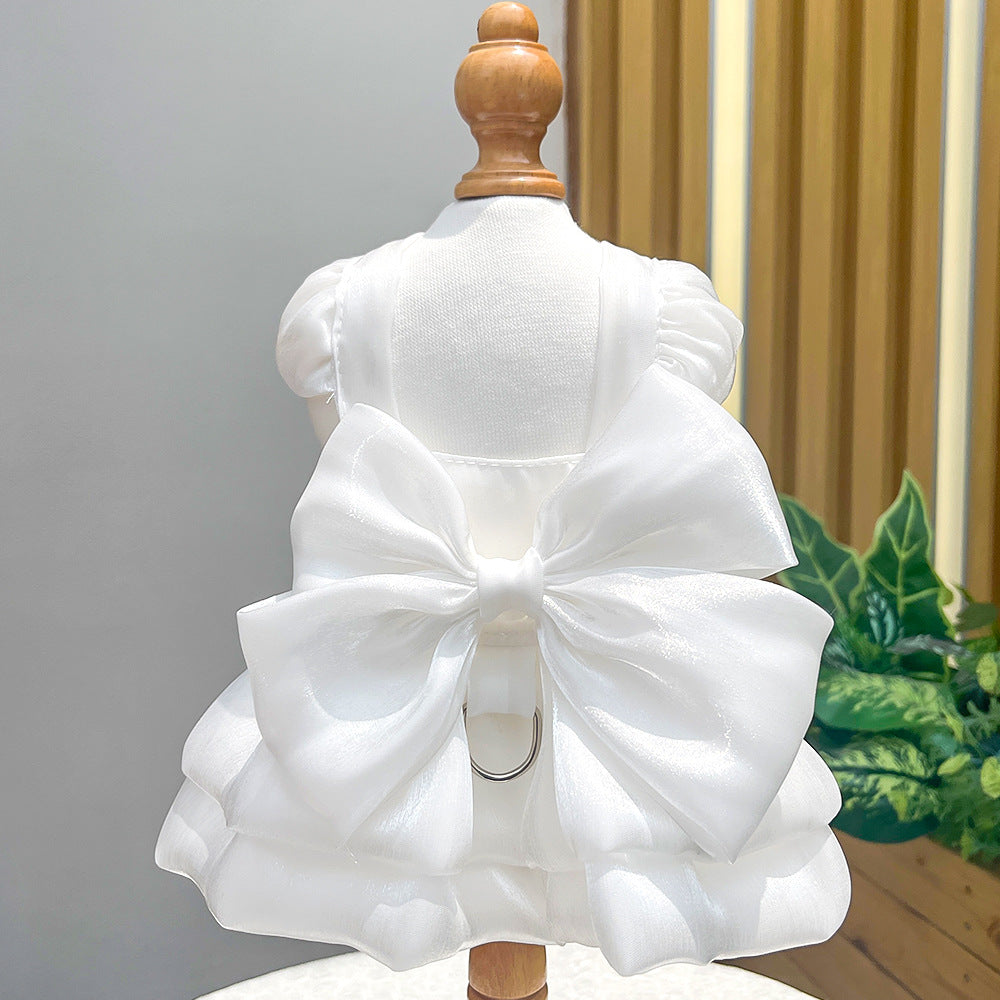 Lace pet wedding dress for small dogs and cats in White, size 2XL