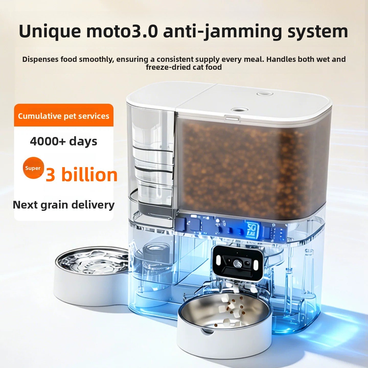 Smart Pet Feeder with 5L Food Hopper, 3L Water Tank, App Control and Optional Video