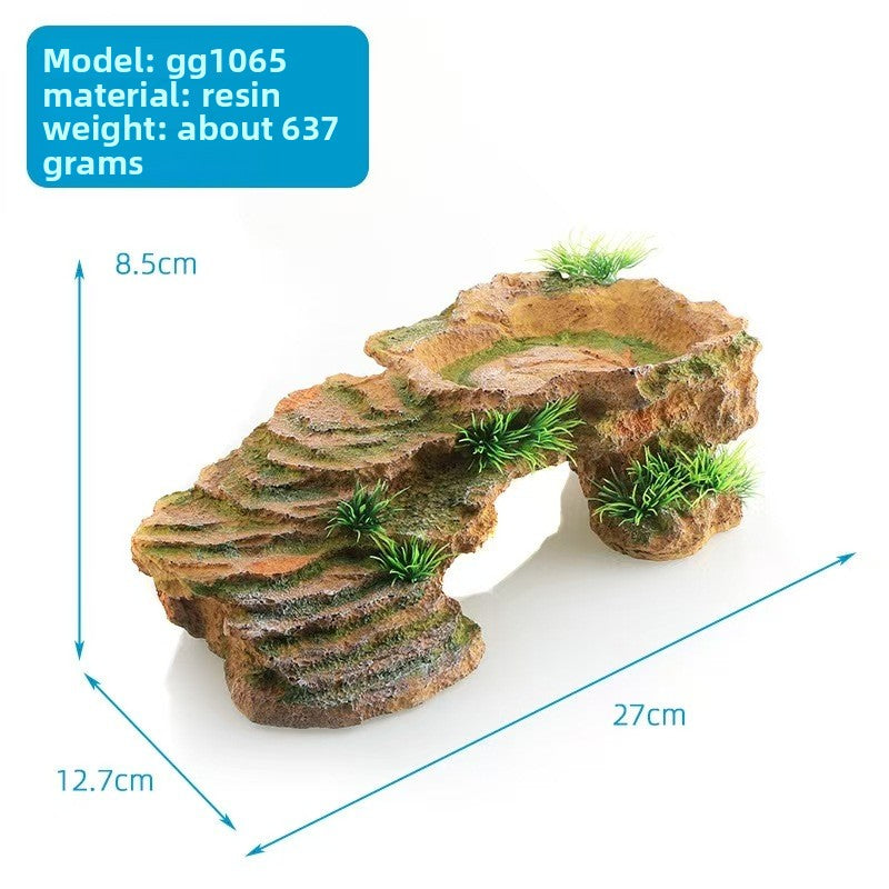 Resin rock turtle basking platform and reptile hide in Style BG1065