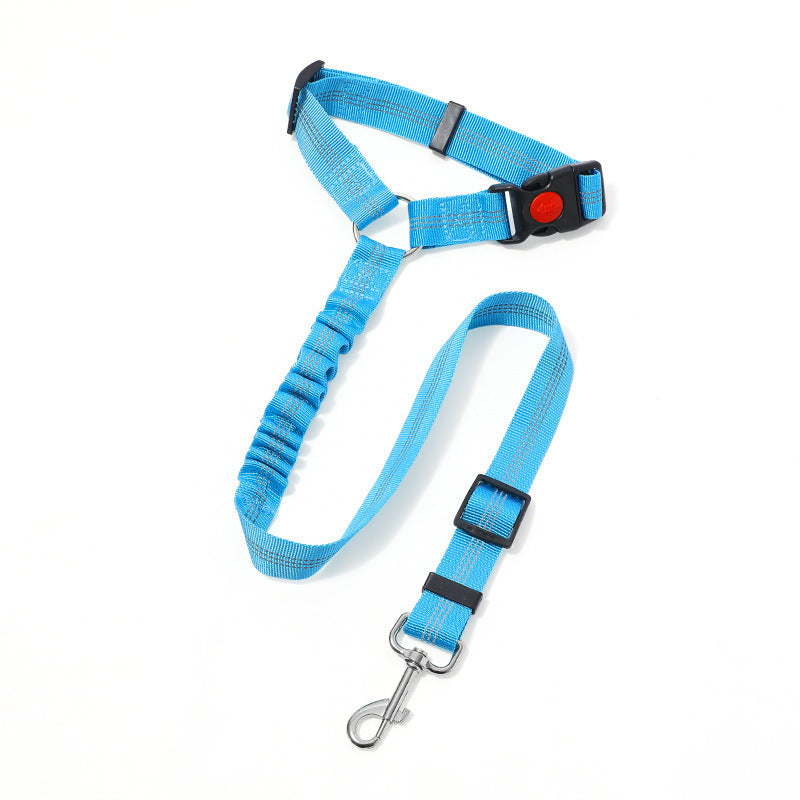 Nylon dog car seat belt leads in nine colours