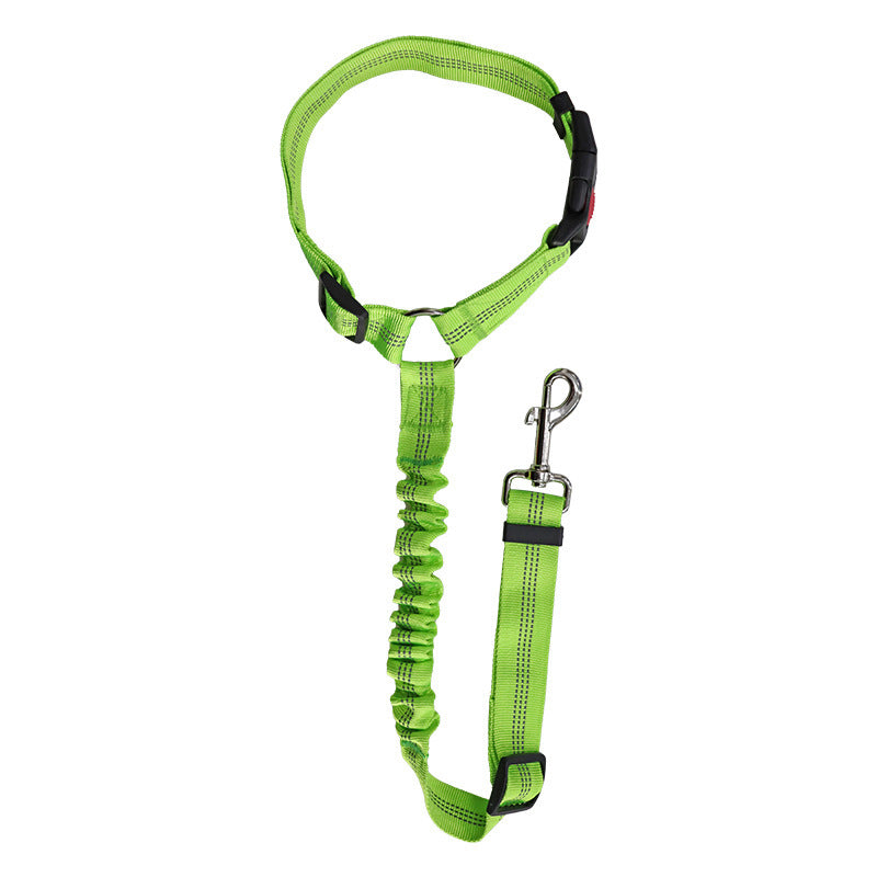 Elastic dog car seat belt lead in red with metal clip