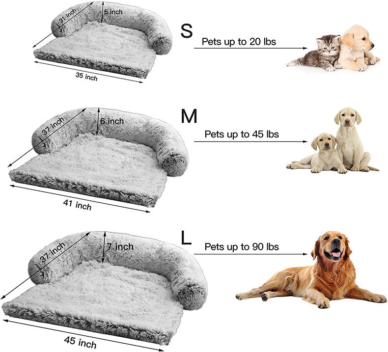 Plush square sofa pet bed with raised sides, photo 49 of 49