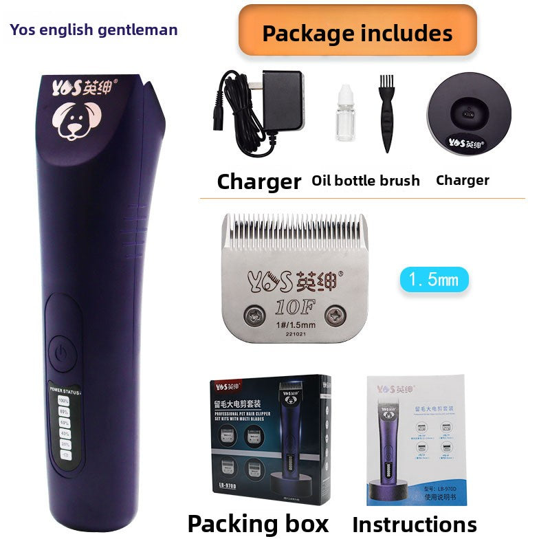 Rechargeable Cordless Pet Grooming Clipper with Four Interchangeable Cutter Heads