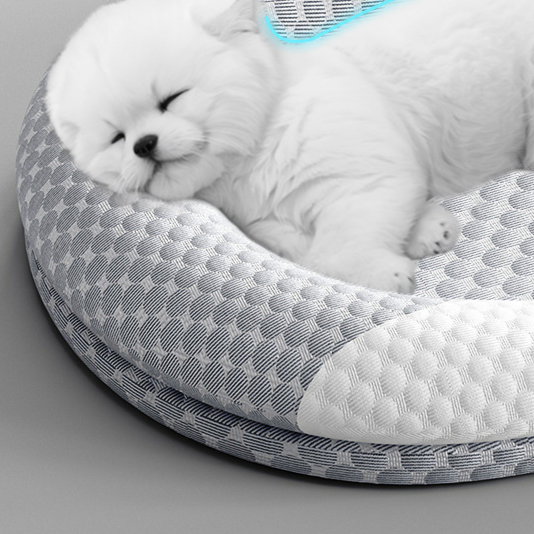 Pet cooling gel mat and sleeping pad on a floor, view 3