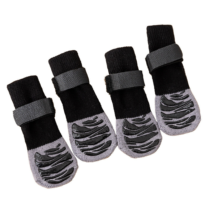 Non-slip cotton socks for medium and large dogs in Brown, showing size and shape