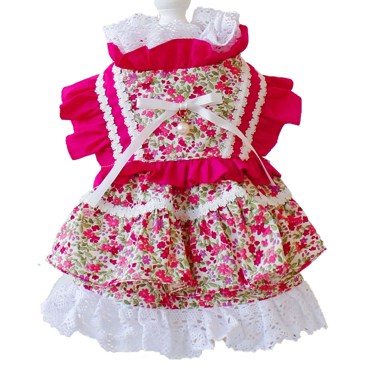 Floral lace cotton dress for tiny dogs, available in 2 colours, image 5