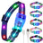Patterned LED light up dog collar glowing pink at night