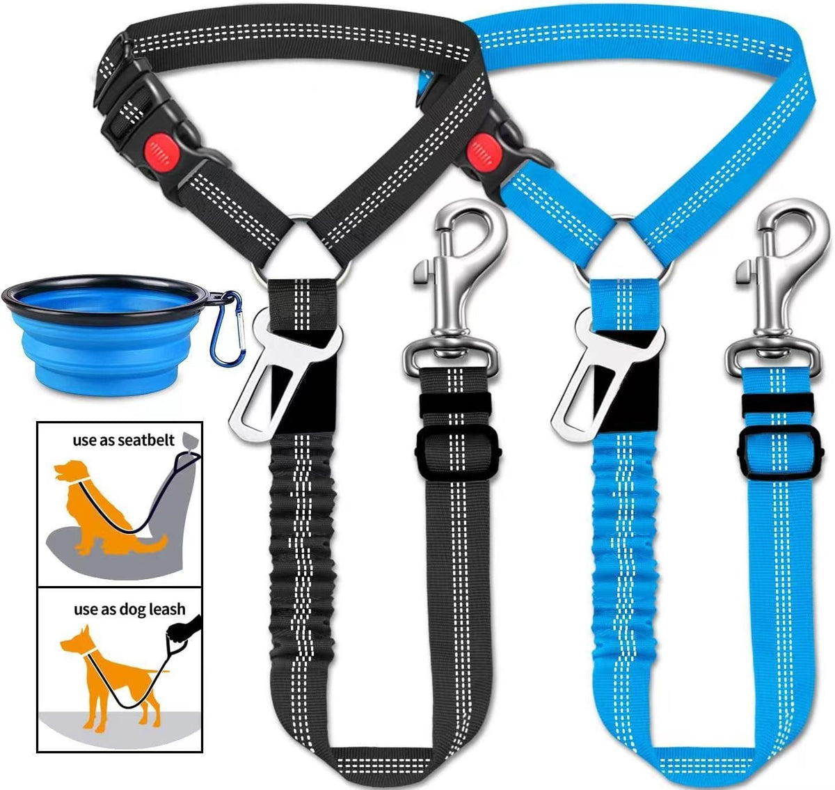Shock-absorbing bungee lead for large dogs, close-up detail view