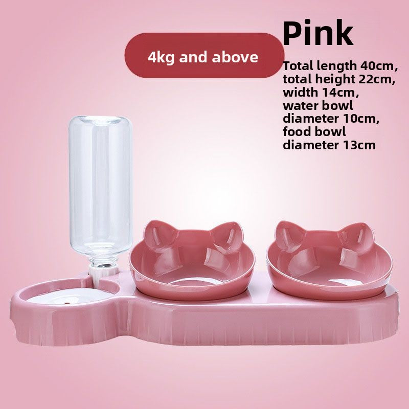 Elevated double cat bowl for food and water