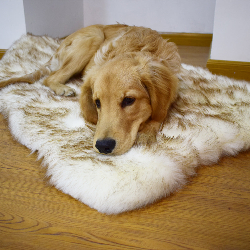 Soft plush faux fur dog mat with foam, alternative angle view