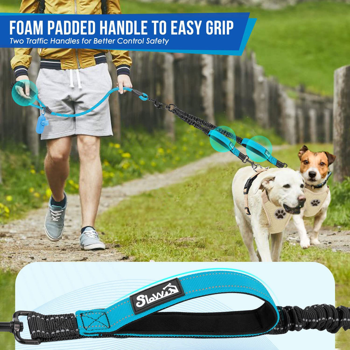 Double dog lead coupler, close-up detail view from Pet Royale UK